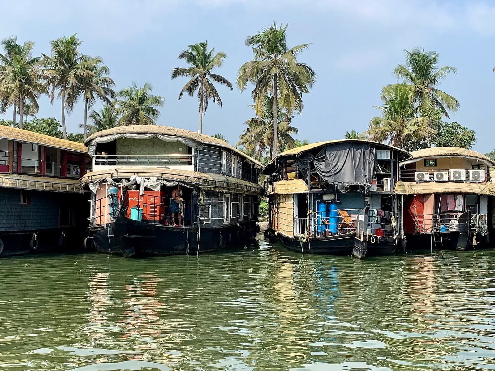 A traditional houseboat on the Kerala backwaters near Alappuzha