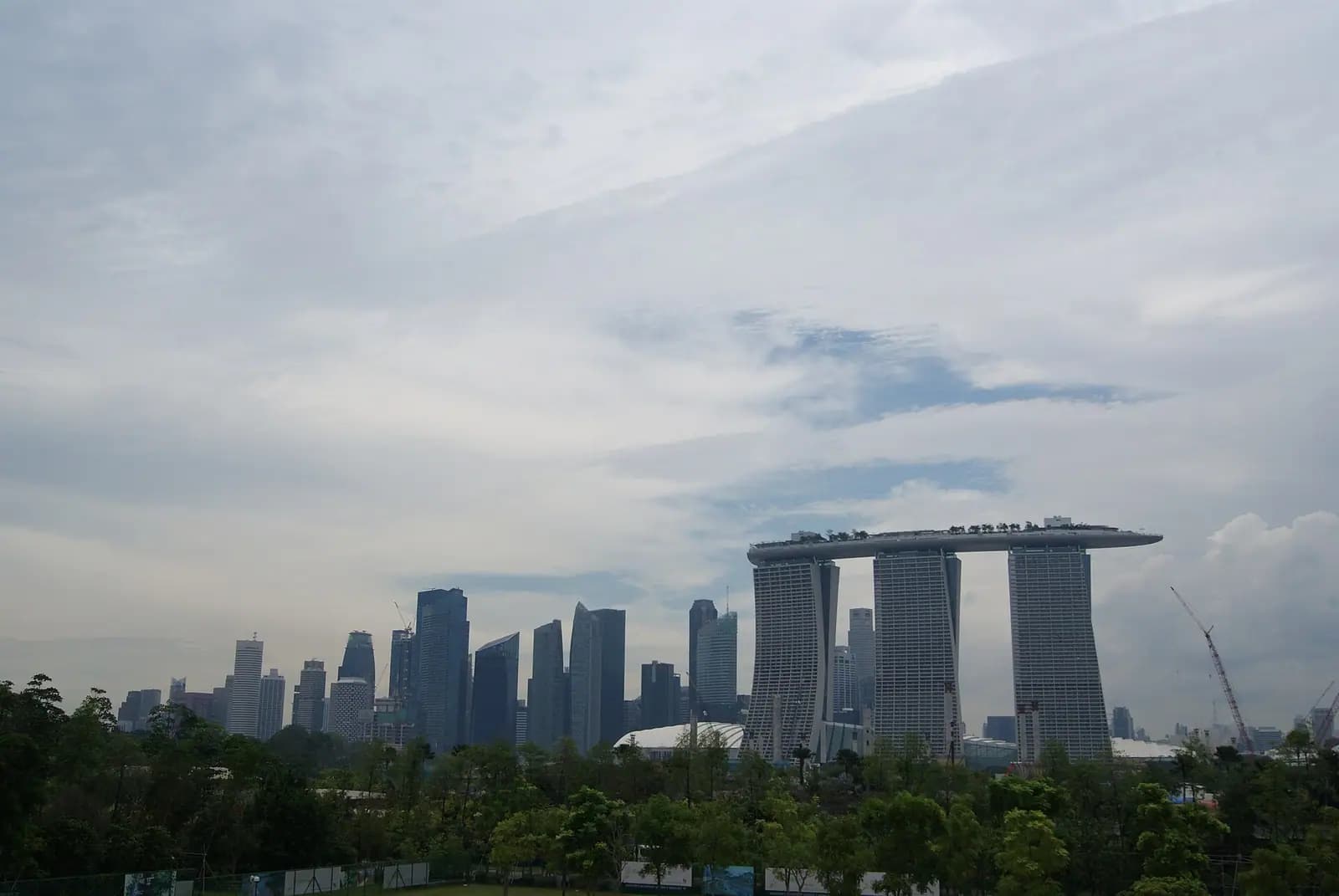 A hotel tower overlooking Marina Bay in Singapore