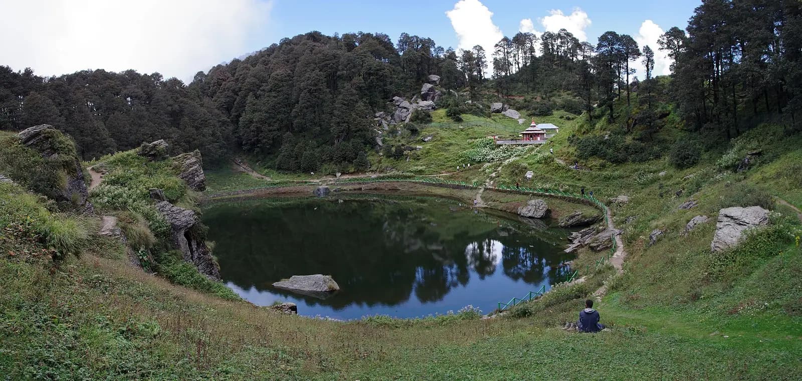 Serolsar lake and its temple in the forest above Jibhi, Himachal Pradesh