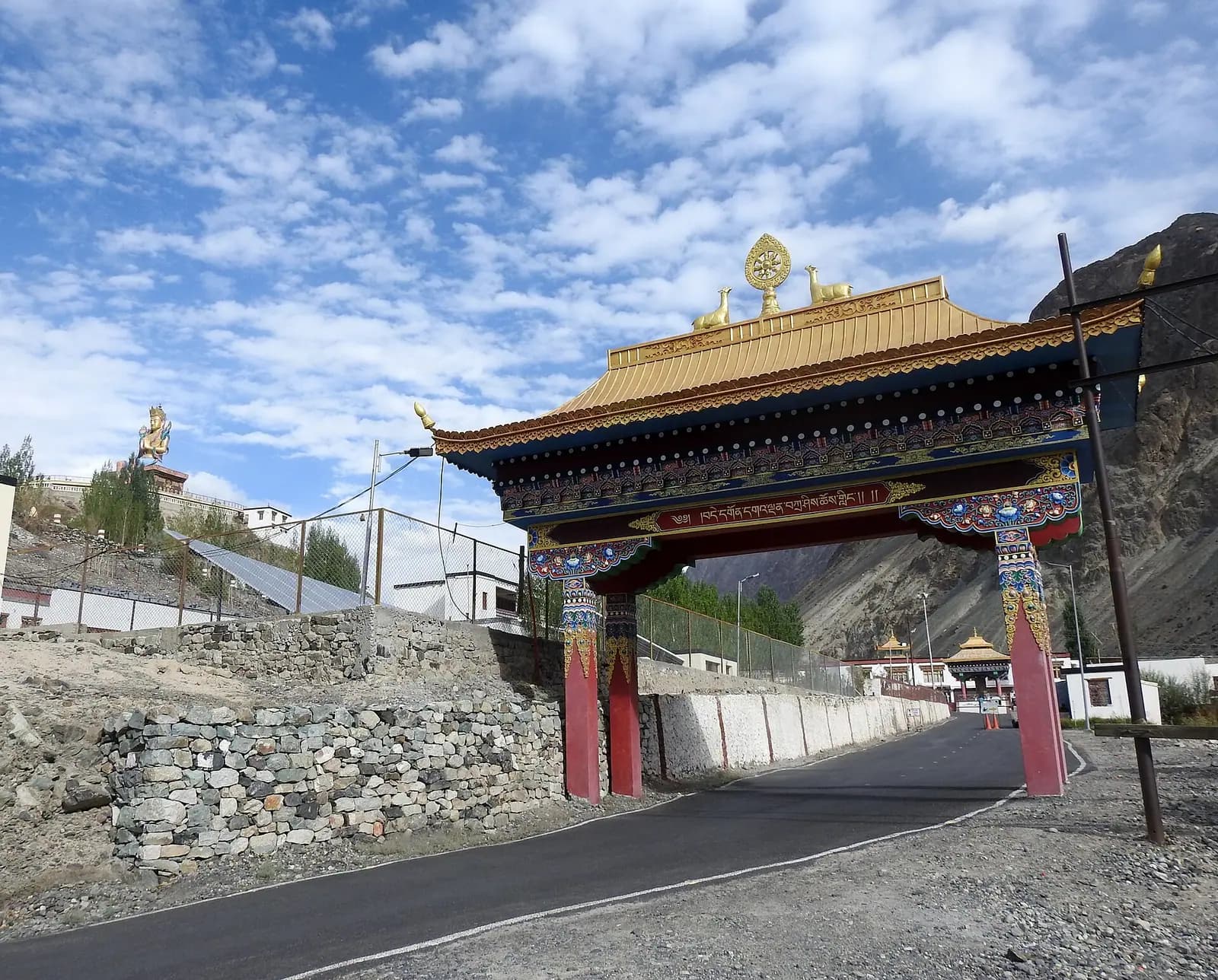 The Maitreya Buddha statue and Diskit Monastery above the Nubra valley, Ladakh