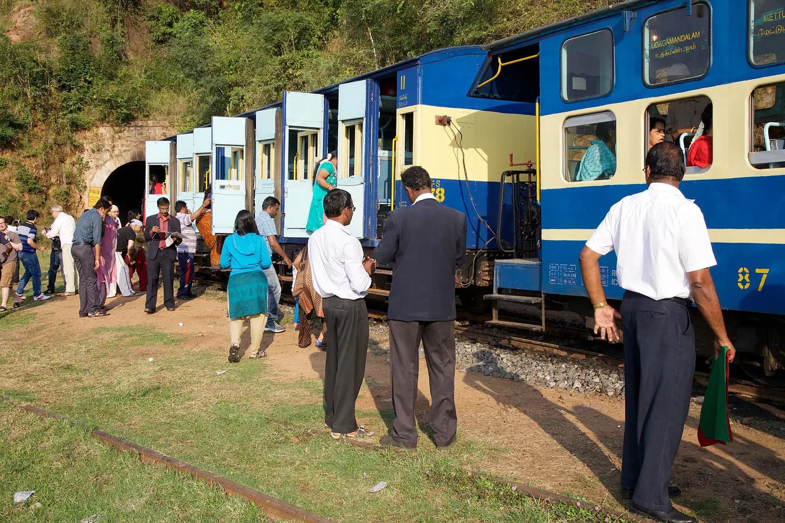 The Nilgiri Mountain Railway train climbing through the hills to Ooty, Tamil Nadu