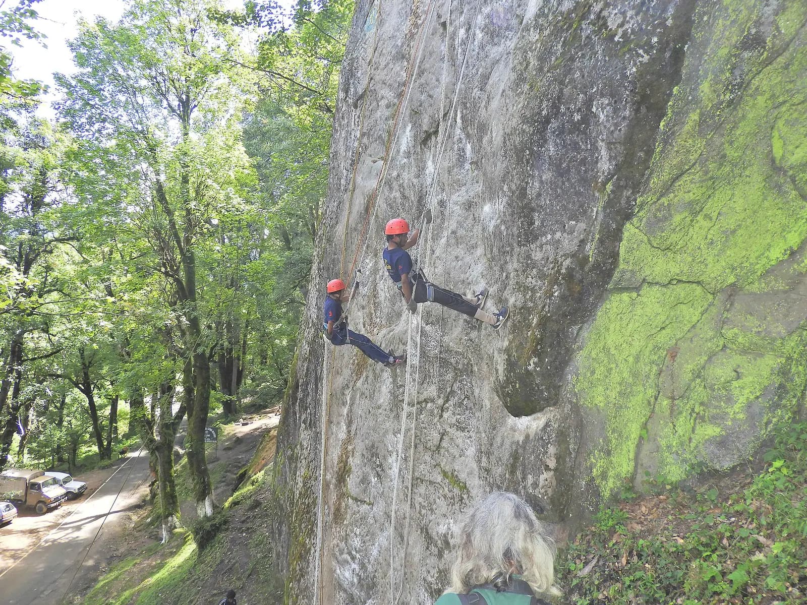Abseiling at Auli, Uttarakhand by Deaf and Dumb girl and partial blind boy DSCN3112