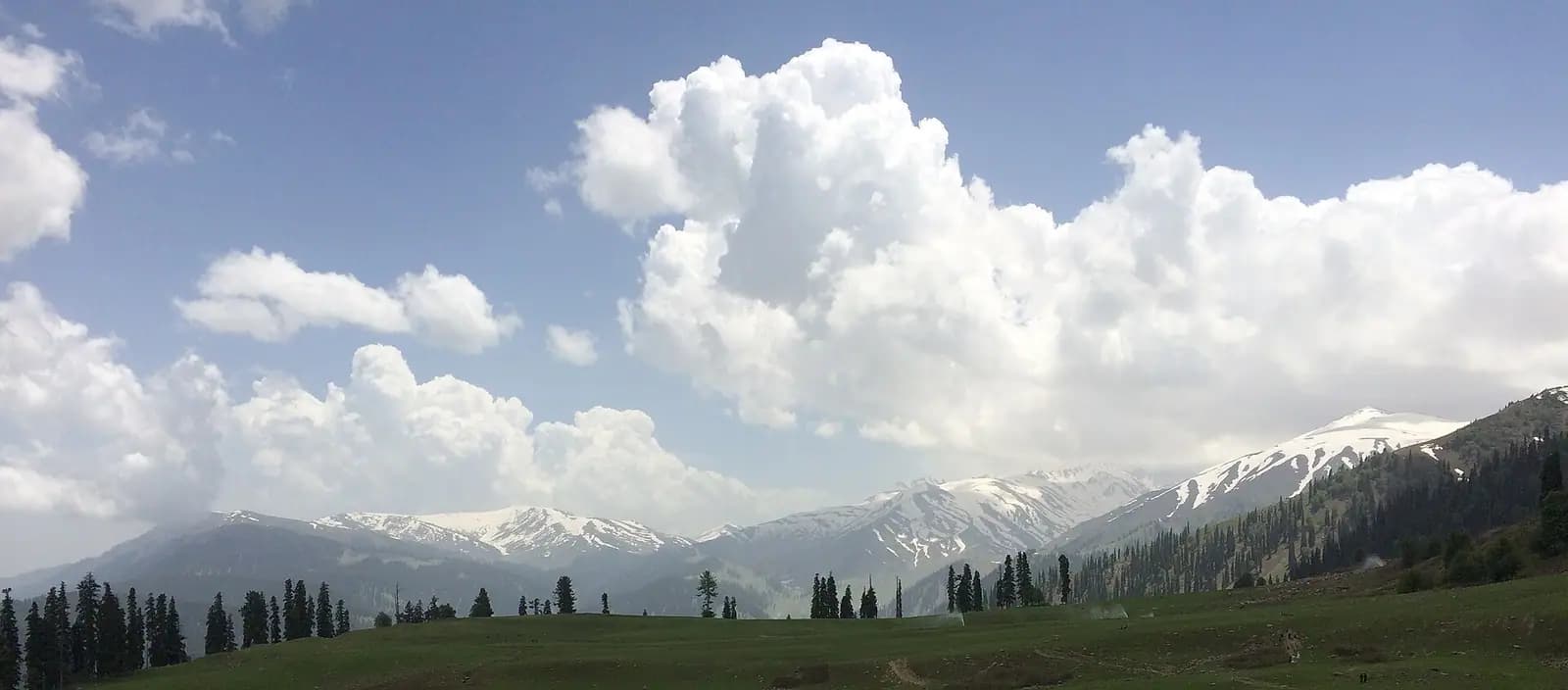 The Gulmarg gondola cable car climbing the snow slopes of Apharwat in Kashmir