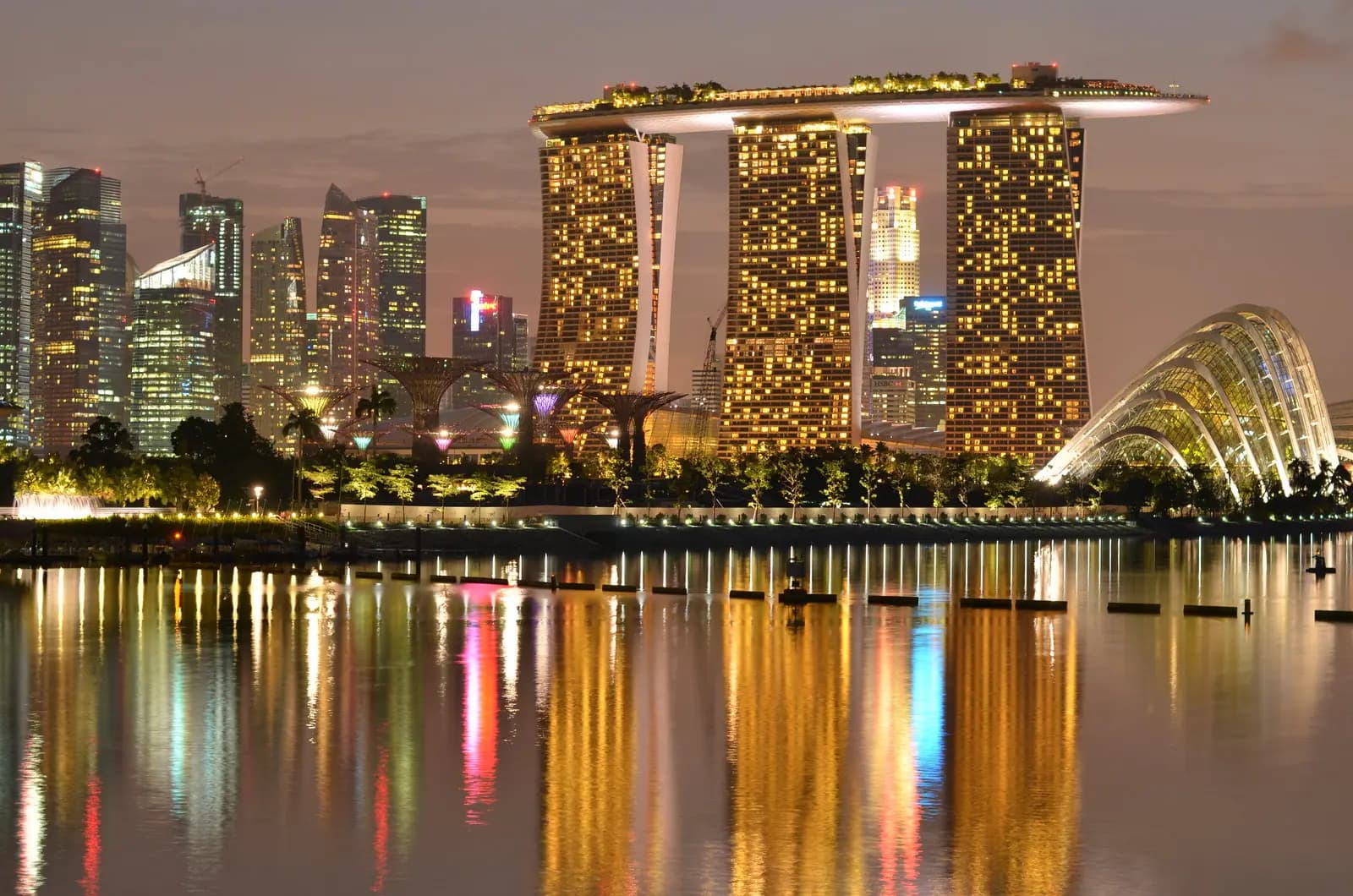 Marina Bay Sands and the Singapore skyline across the bay