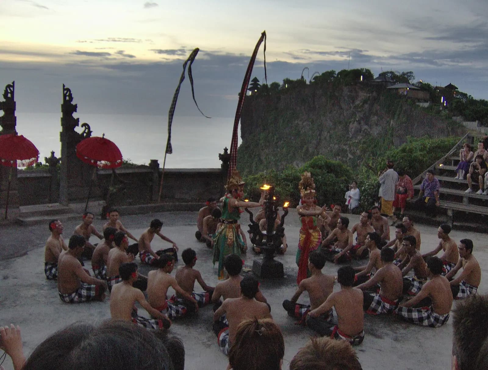 A Kecak fire dance performance at Uluwatu in Bali