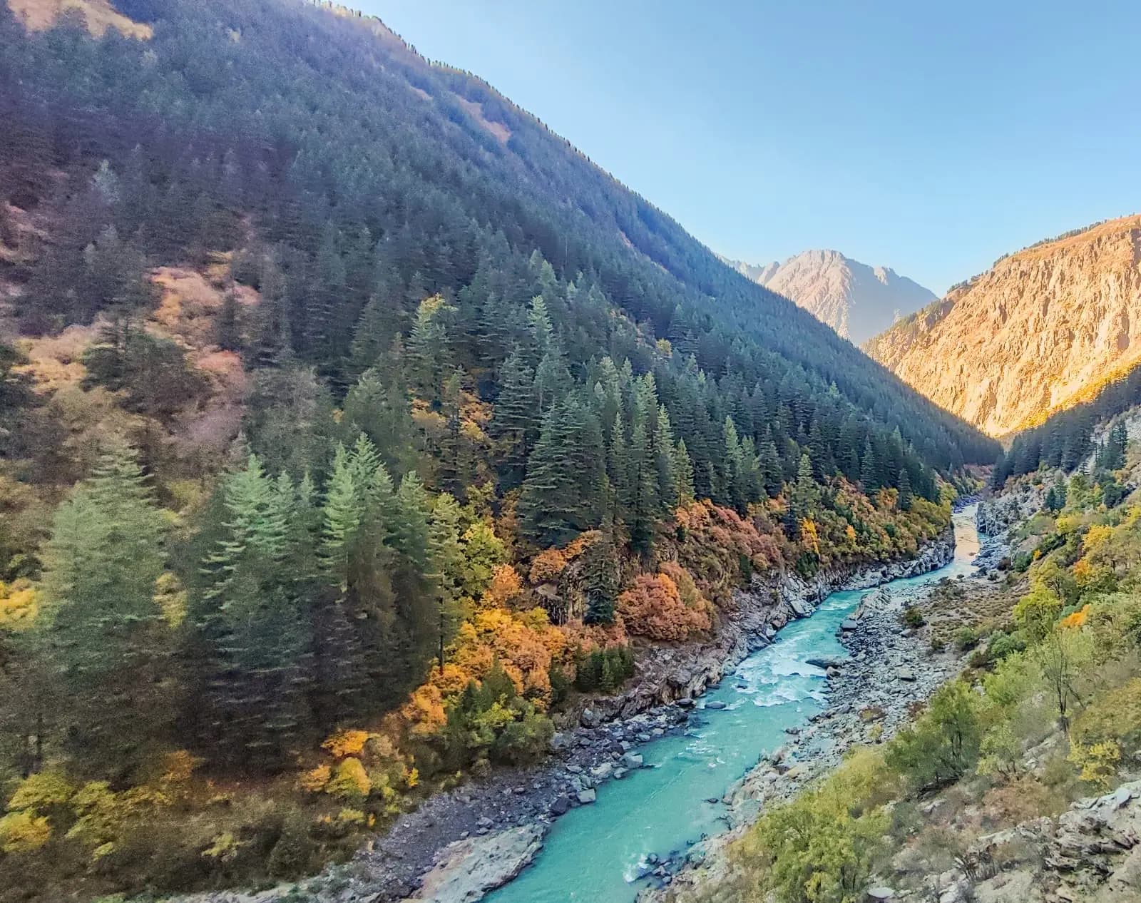 The Ravi river valley near Chamba below the ridges of Dalhousie, Himachal Pradesh