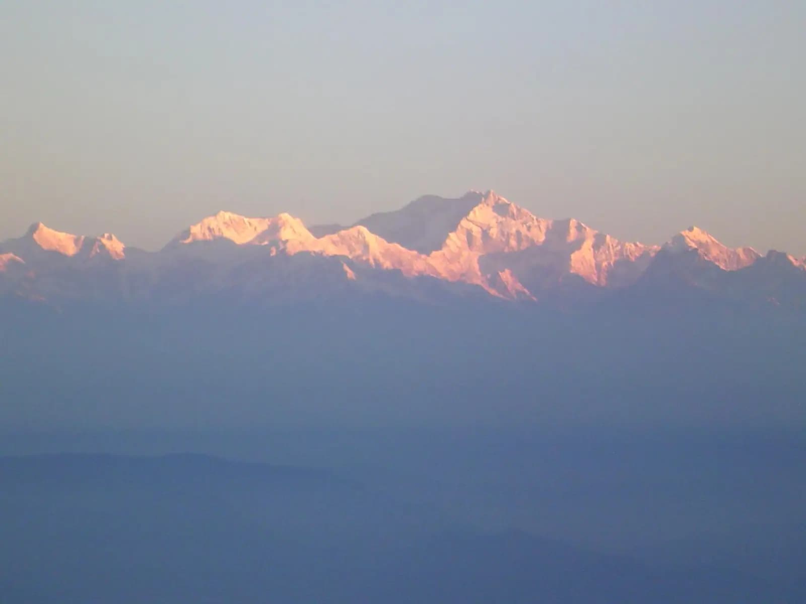 Kangchenjunga catching first light seen from Tiger Hill above Darjeeling