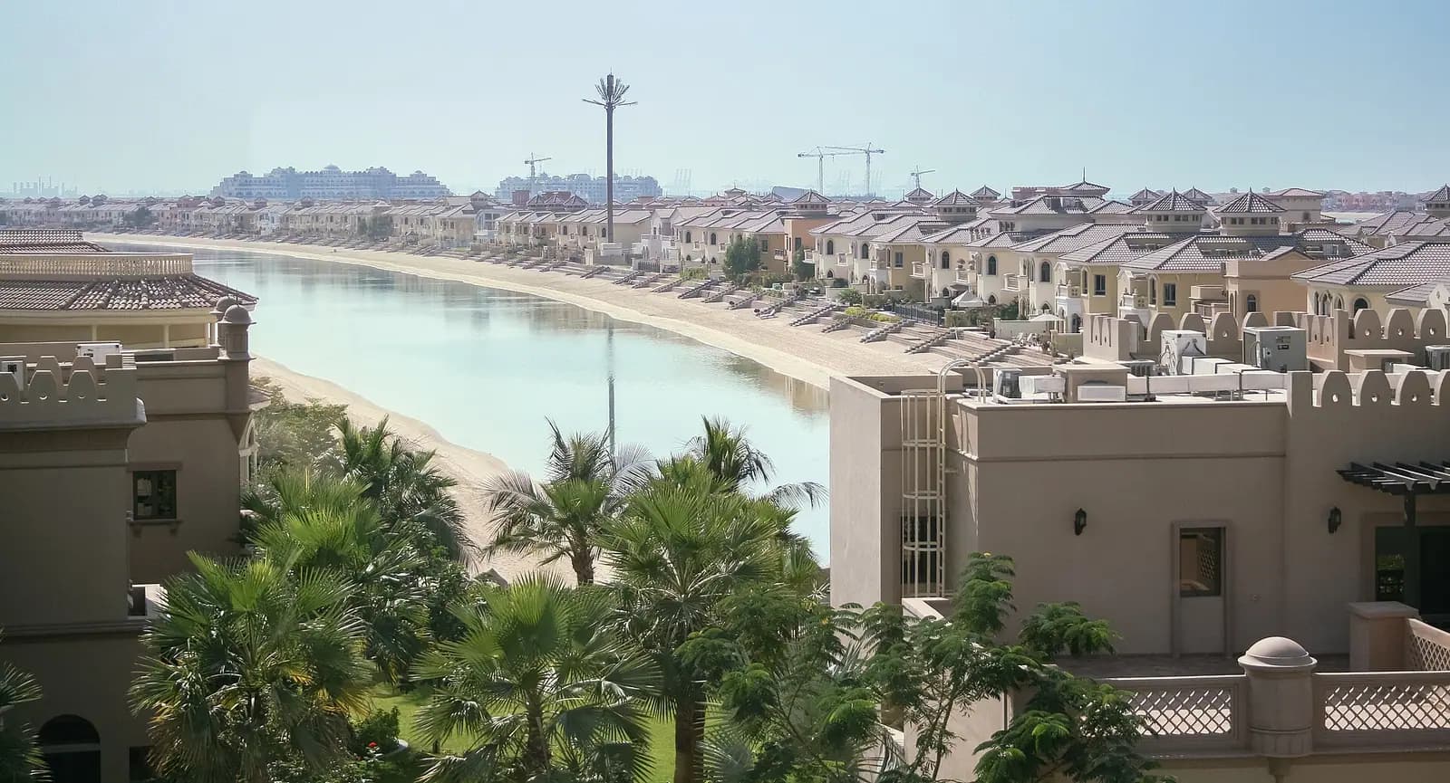 The frond-shaped island of Palm Jumeirah in Dubai, United Arab Emirates