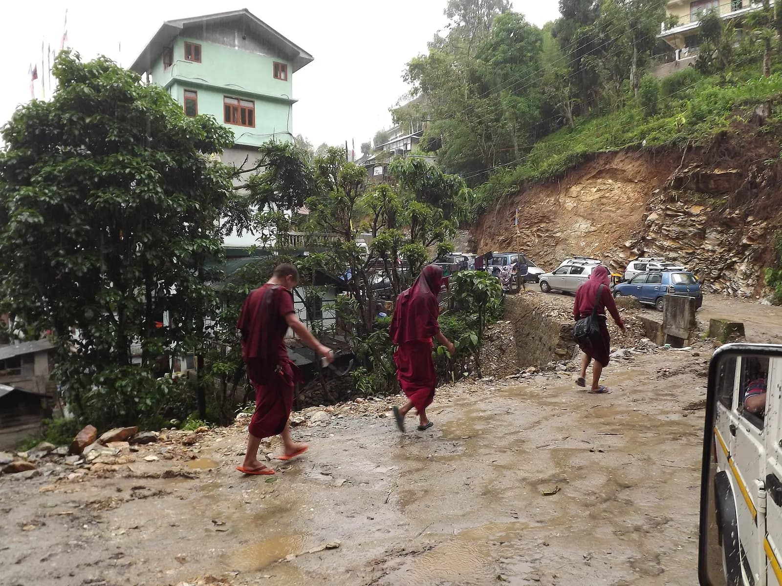 The painted courtyard of Rumtek Monastery near Gangtok, Sikkim