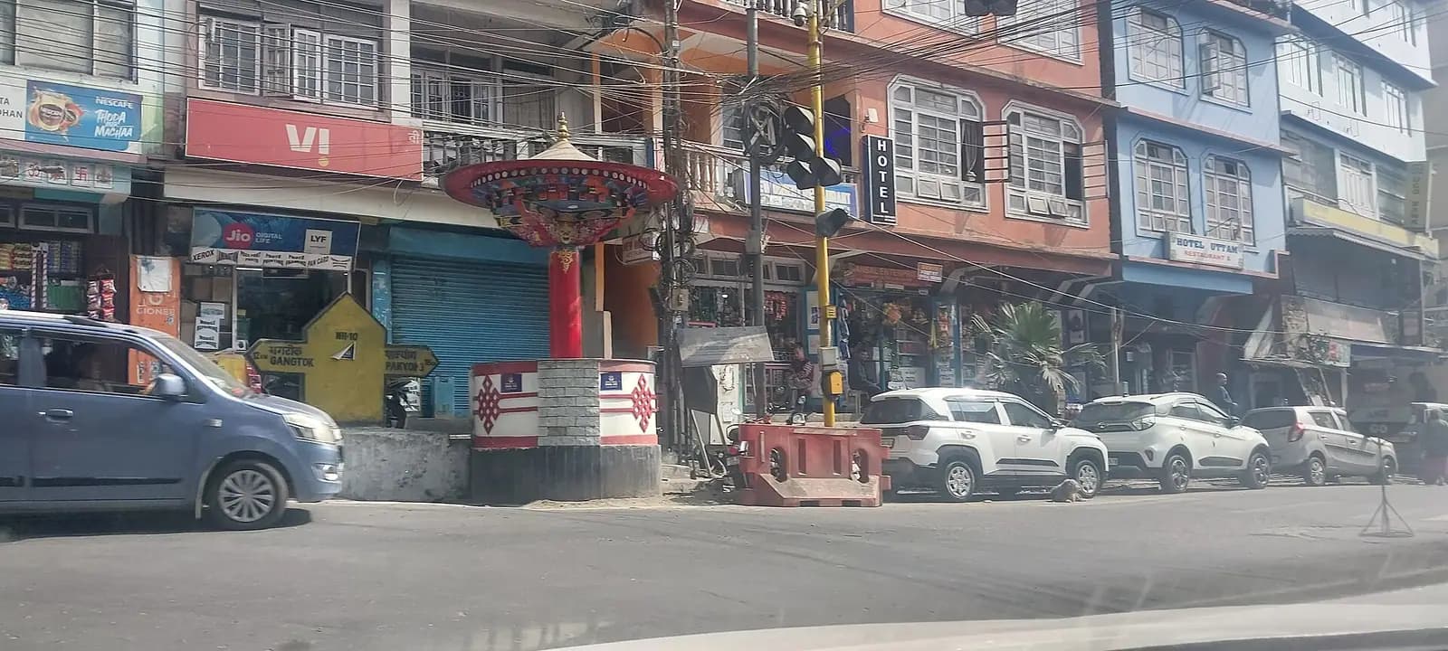 Buildings stacked on the steep ridge of Gangtok, Sikkim