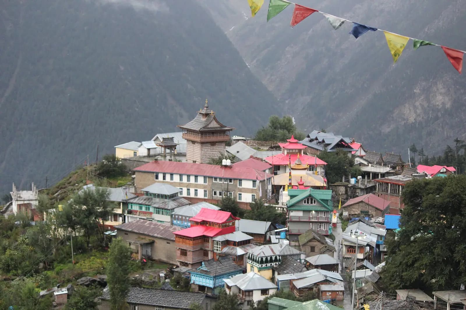 The village of Kalpa on a shelf above the Sutlej valley in Kinnaur, Himachal Pradesh