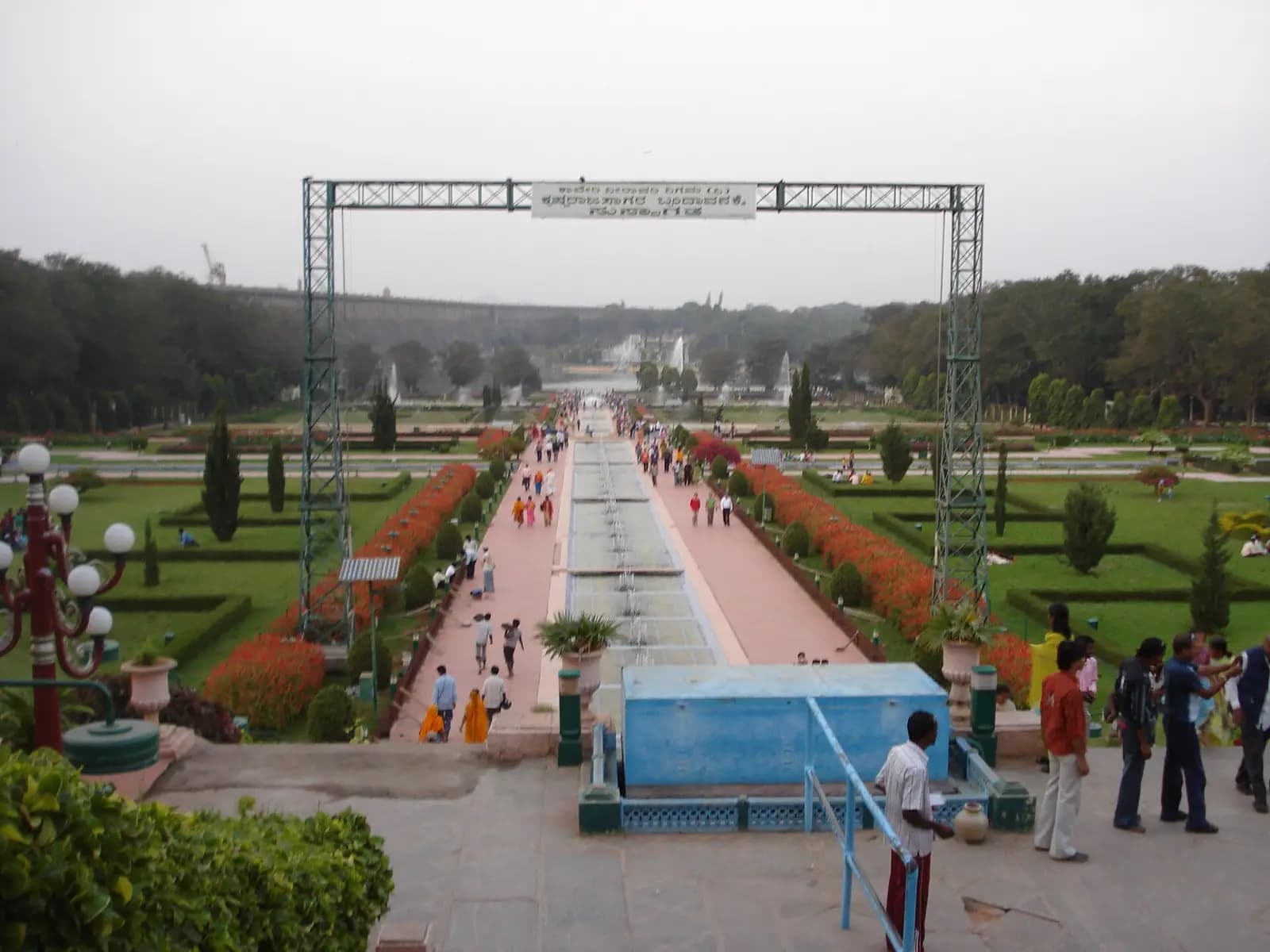 Terraced fountains and flowerbeds at Brindavan Gardens near Mysore, Karnataka