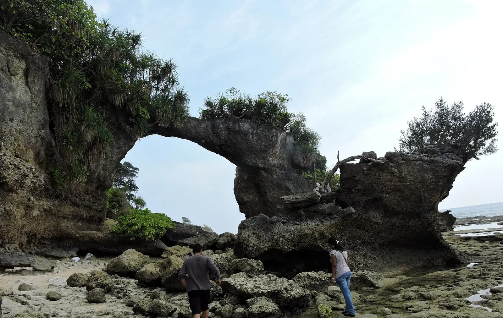 The natural rock bridge on the shore of Neil Island, Andaman Islands