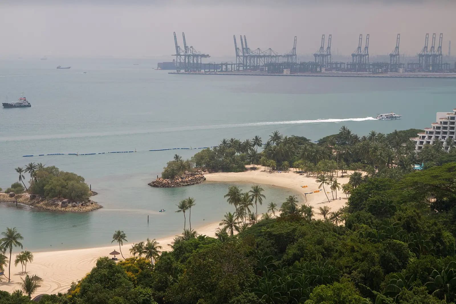 Cable cars crossing the harbour to Sentosa Island, Singapore