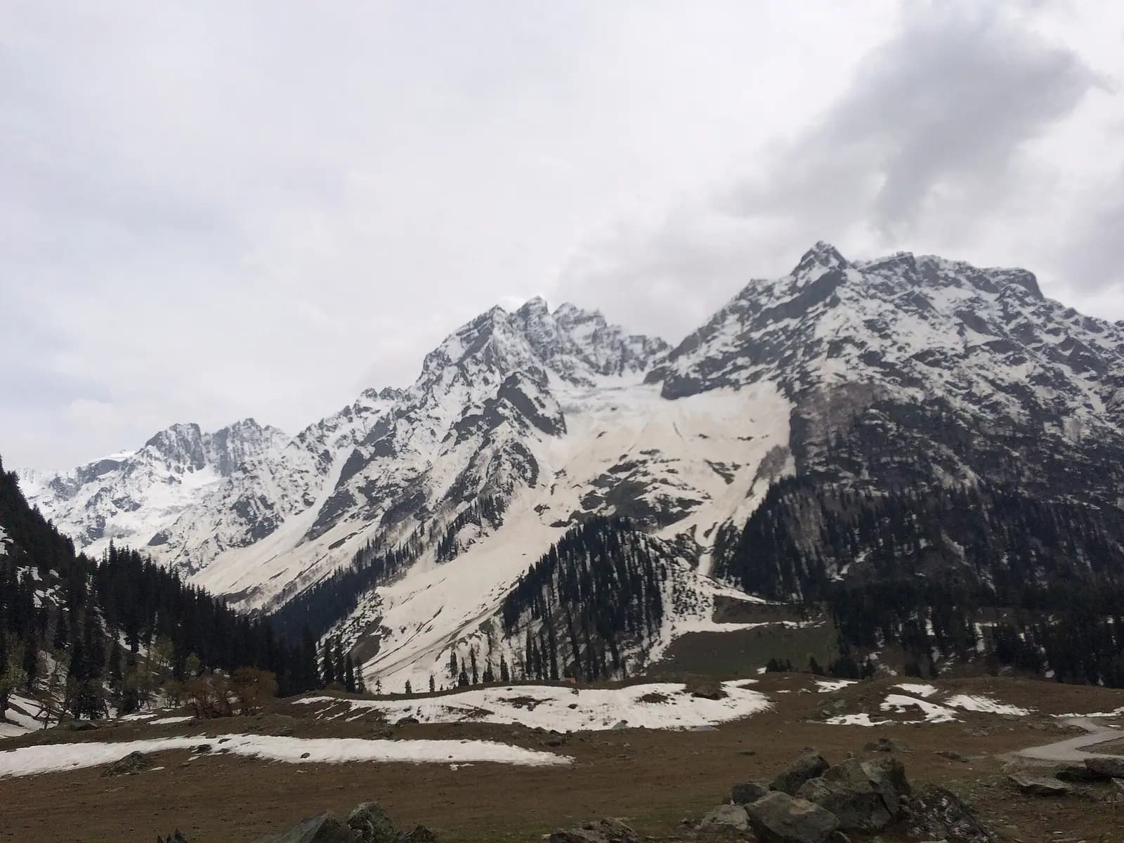Snow-covered peaks above the valley floor at Sonamarg, Kashmir